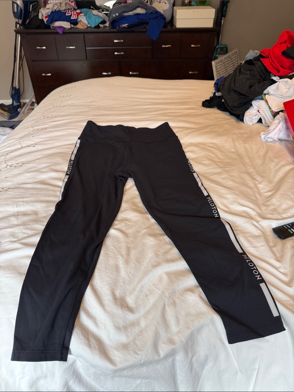 Peloton Black Leggings with White Side Stripe